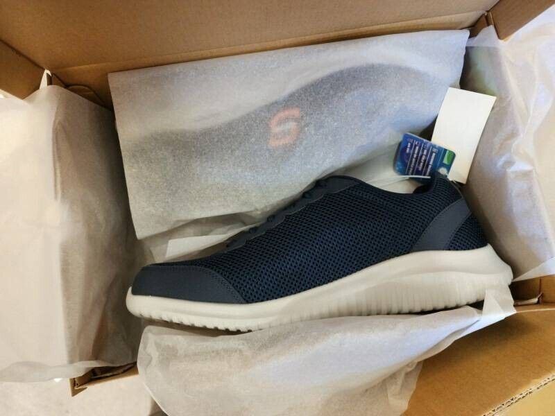 SKECHERS Men's Air-Cooled Memory Foam Sneaker Shoes ~ Navy Bawden Size 12 NEW