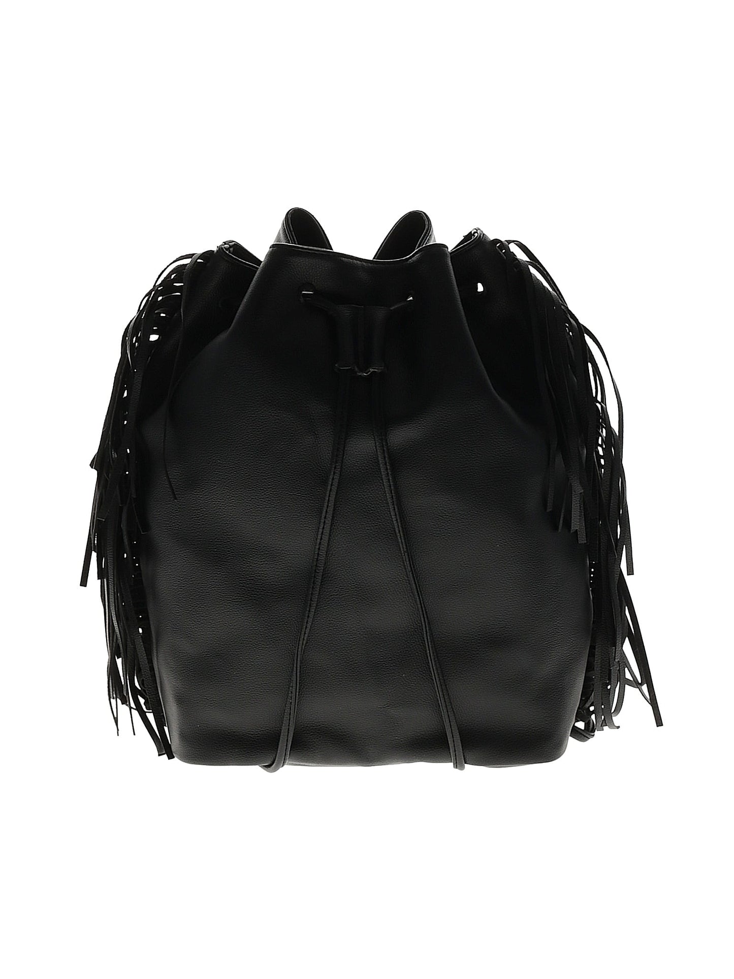 VICTORIA'S SECRET Black Fringed Drawstring Backpack $85 NWT