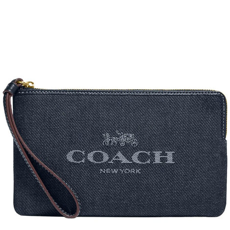 Coach outlet LARGE WRISTLET 19 IN DENIM PATCHWORK F57609