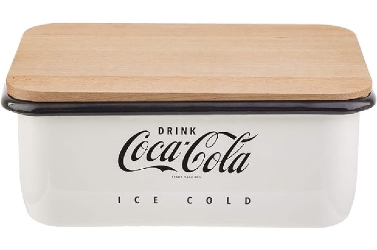 TableCraft's Coca-Cola Enamel Bread Box with Lid, 14.5 x 9.5 x 5.75'', White TableCraft's Coca-Cola Enamel Bread Box with Lid, 14.5 x 9.5 x 5.75'', White
