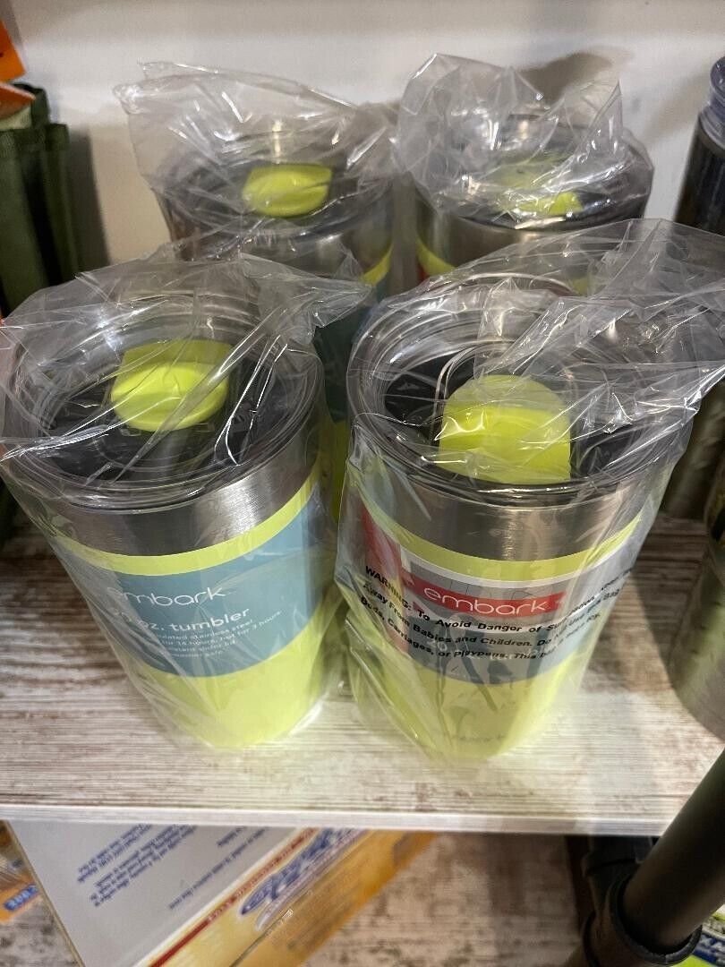 Embark 20oz Tumblers Stainless Steel NEW Green Factory Case pack of 4