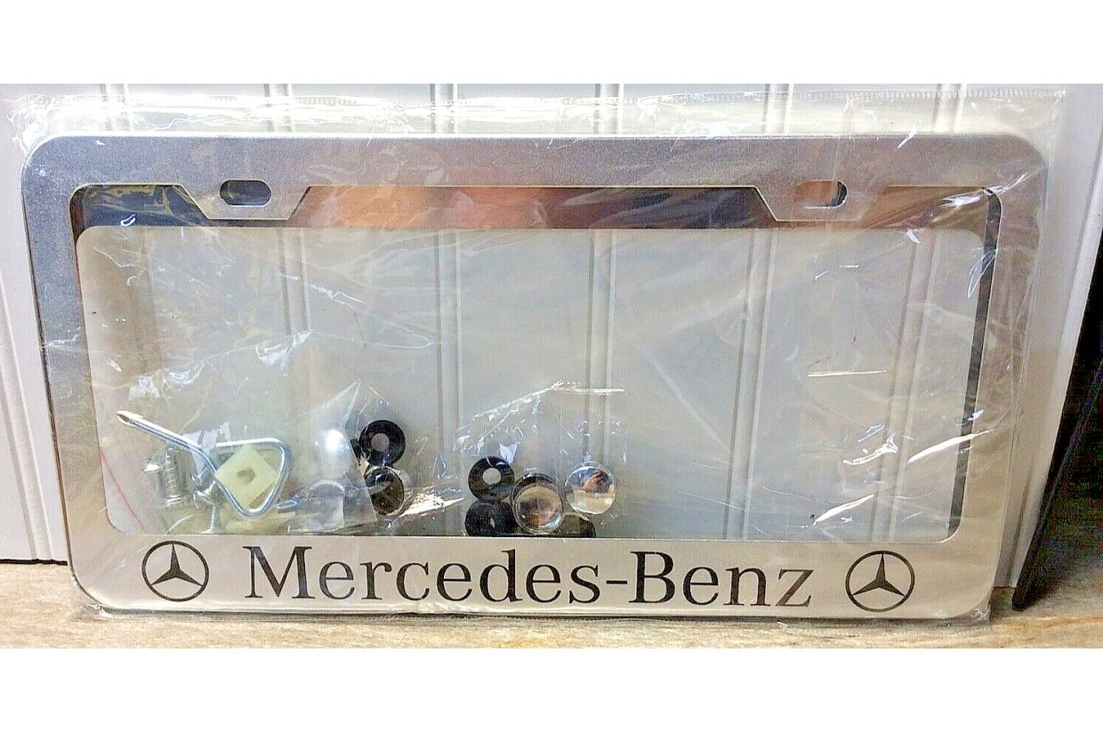 Mercedes-Benz License Plate Frames w/ Hardware & Caps Set of 2