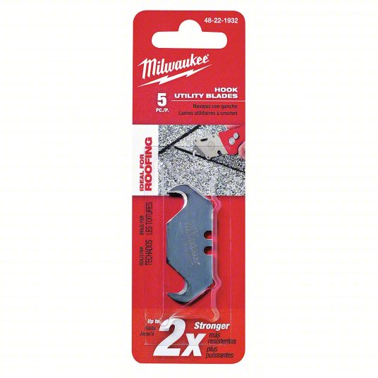 Milwaukee Micro Carbide Metal Roofing Hook Utility Blade 2-3/8 in. L 5 pc