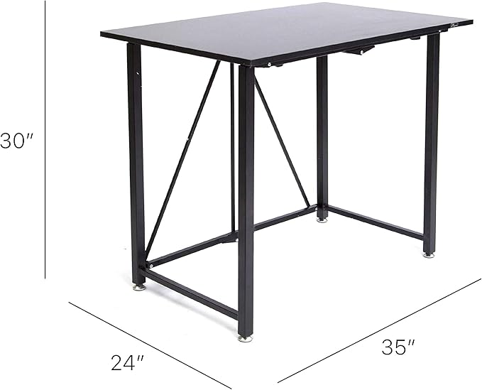 Origami Folding Computer Desk for Office Study Students Bedroom Home Gaming and Craft | Space Saving Foldable Design, Fits Dual Monitors and Laptop, Collapsible, No Assembly Required | (Wood, Medium)