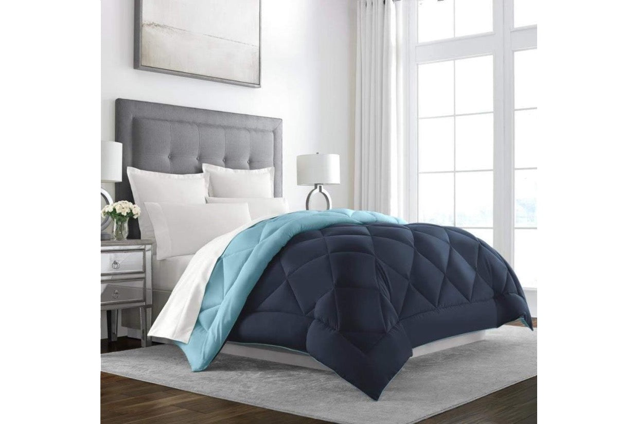 Sleep Restoration All Seasons Reversible Queen Comforter Navy/Sky Blue
