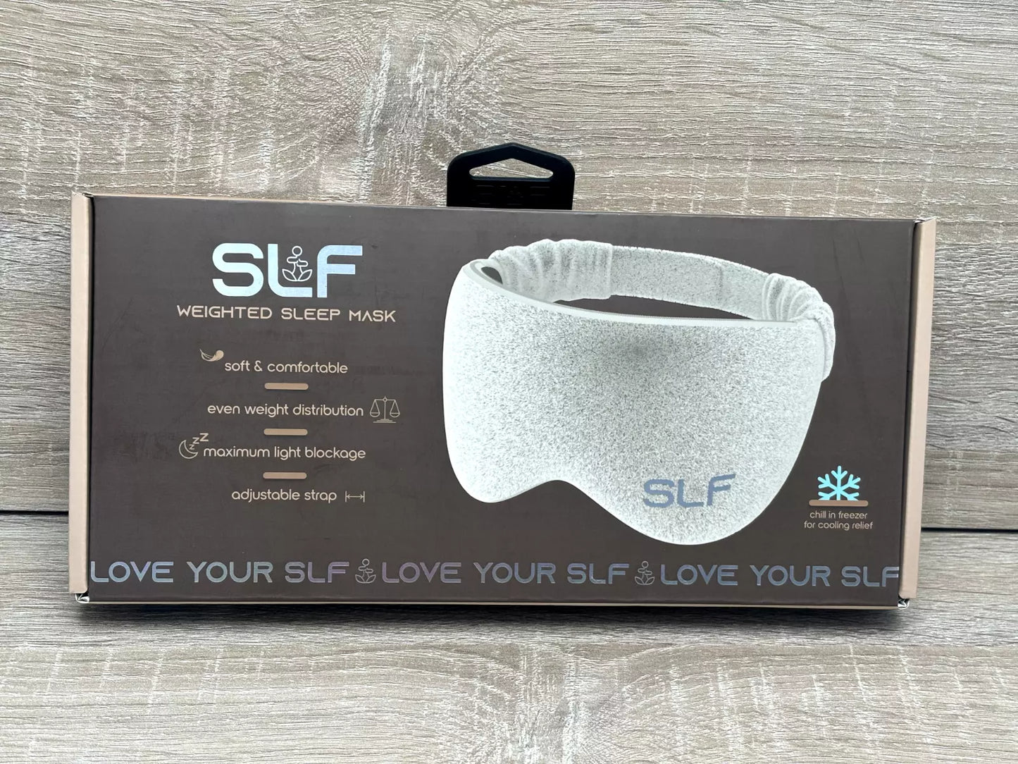 SLF WEIGHTED SLEEP MASK WHITE Chill in Freezer for Relief!