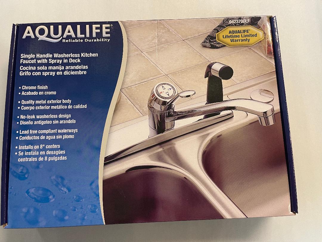 Aqualife Classic Metal Single Control Lever Kitchen Faucet w/ Spray in Deck Chrome 0423700FL