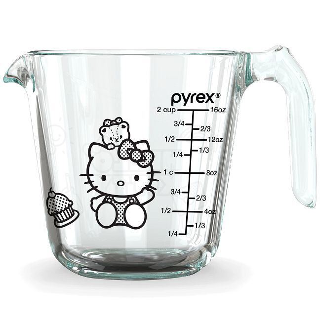 Pyrex Hello Kitty 2-Cup Glass Measuring Cup Glass Black NEW Fast Shipping