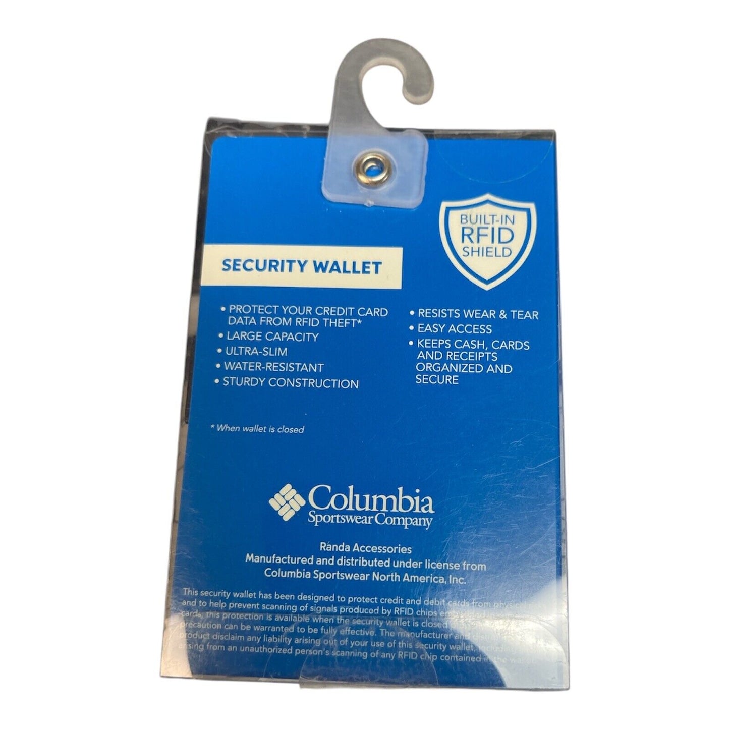 Columbia Black or Charcoal RFID Hard Security Card Wallet 41CO3018