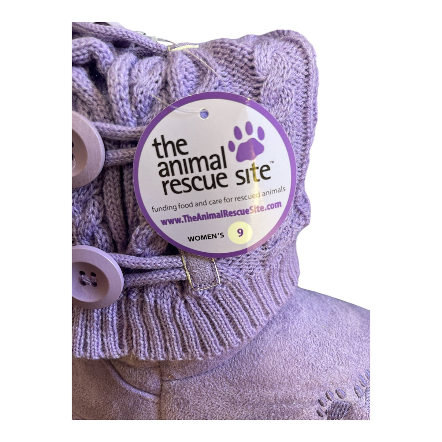 The Animal Rescue Site Paw Mid Rise Knit Boots Ladies Size 9 Purple