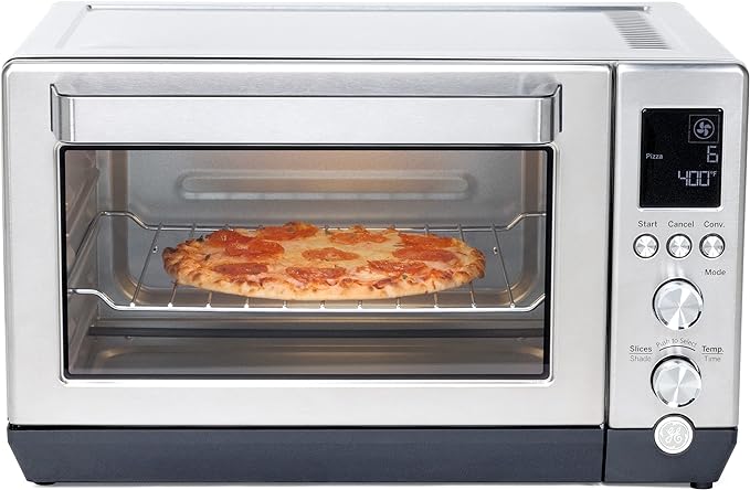 GE Convection Toaster Oven | Calrod Heating Technology | Large Capacity Toaster Oven Complete With 7 Cook Modes & Oven Accessories | Countertop Kitchen Essentials | 1500 Watts | Stainless Steel