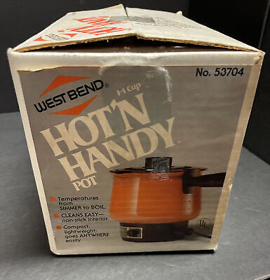 Vintage West Bend Hot 'N Handy Pot Pot 53704 Orange Like New!