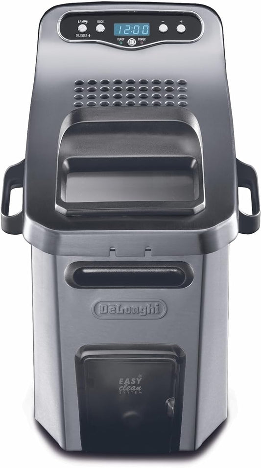 DeLonghi Livenza Deep Fryer, Silver - 1-Gallon Oil Capacity - EasyClean System - Adjustable Thermostat - Cool Touch Handles - Dishwasher Safe