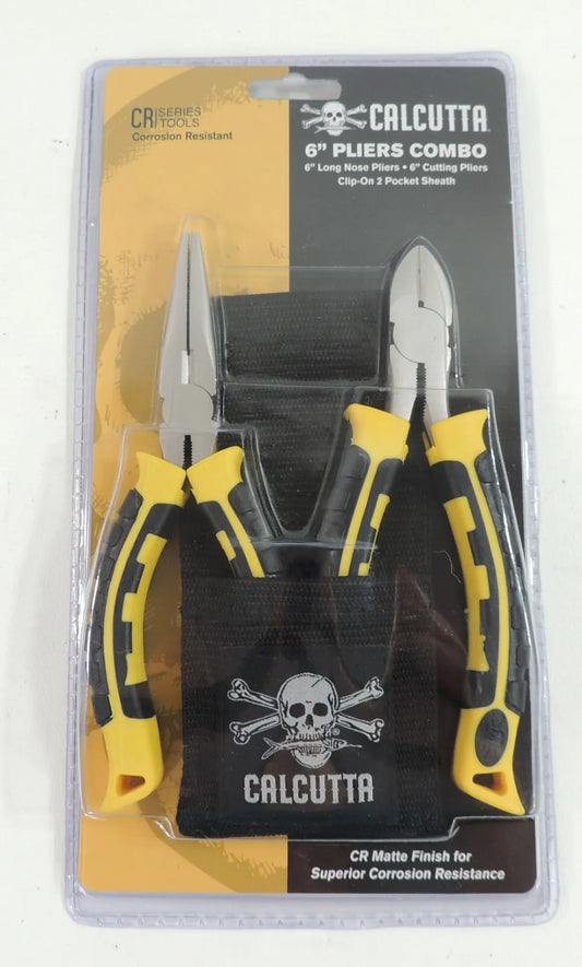 Calcutta 6" Pliers Combo Long Nose Pliers Cutting Pliers Clip-on 2 Pocket Sheath