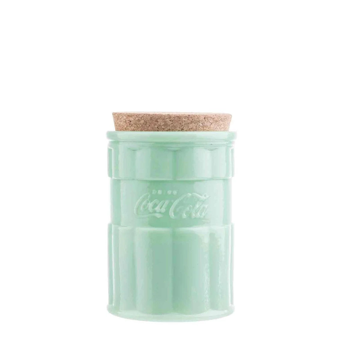 TableCraft Coca-Cola Jadeite 38oz Canister with Cork Lid