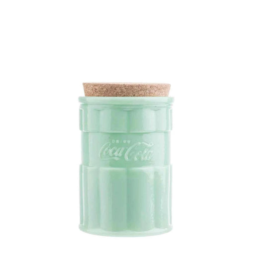 TableCraft Coca-Cola Jadeite 24oz Canister with Cork Lid