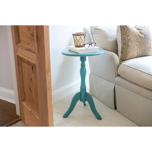 Decor Therapy Pedestal, Chic & Compact MDF Furniture for Traditional Stylish Spaces-(15" x 15" x 24") Simplify Round Accent Table, 24" x 15" x 15", Turquoise