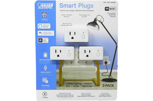 Feit Electric Wifi Smart Plug 3 Pack Works With Alexa, Siri & Google Home