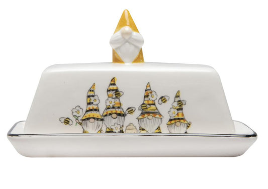 Heartland Hive Ceramic Honey Bee Gnome Butter Dish