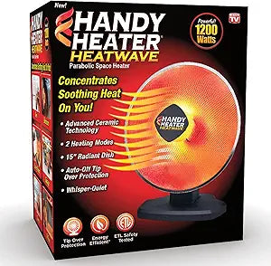 Ontel Handy Heater Heatwave Parabolic Space Heater with Ceramic Heating Technology 1200W