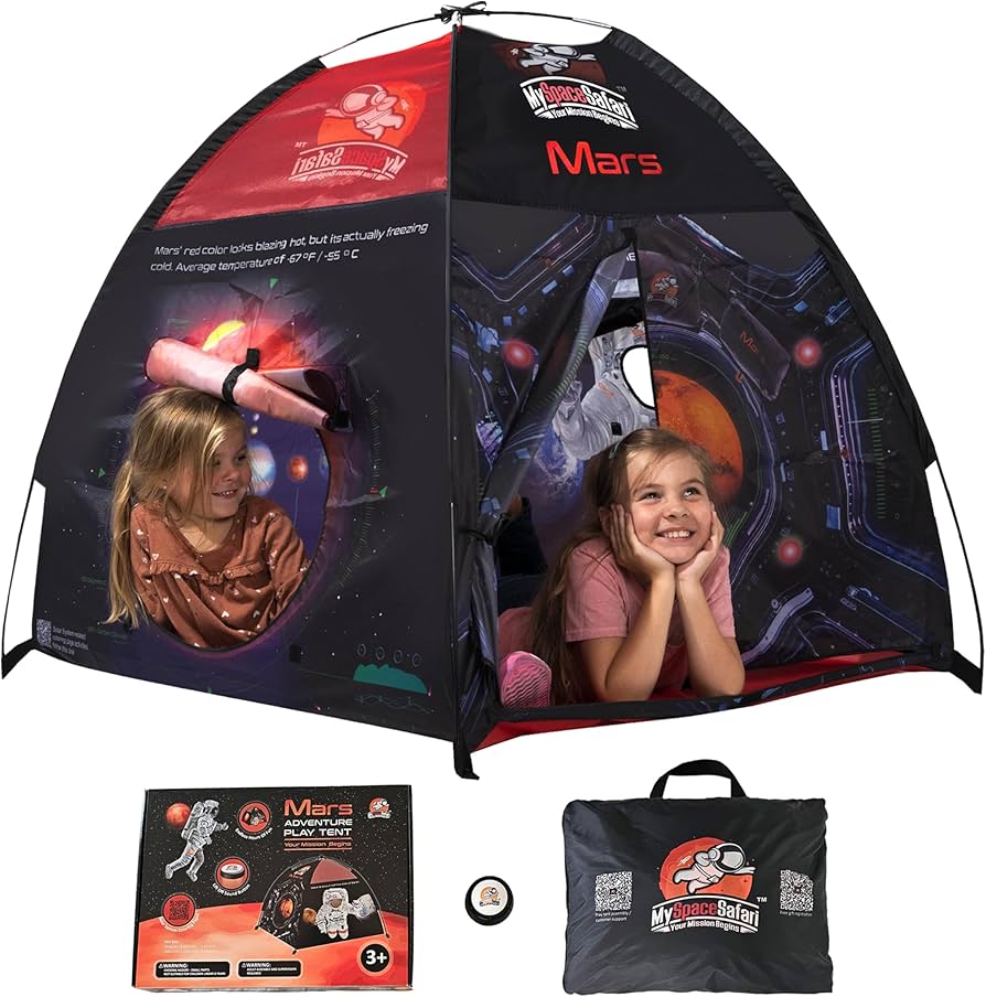 My Space Safari Space Tent for Kids Tent Indoor & Outdoor, Interactive Kids Play Tent w/Rocket Launch Button & Solar System for Play & Sleep Tent for Girls & Boys, Space Gifts for Kids