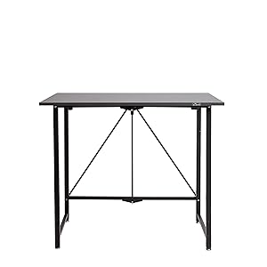 Origami Folding Computer Desk for Office Study Students Bedroom Home Gaming and Craft | Space Saving Foldable Design, Fits Dual Monitors and Laptop, Collapsible, No Assembly Required | (Wood, Medium)