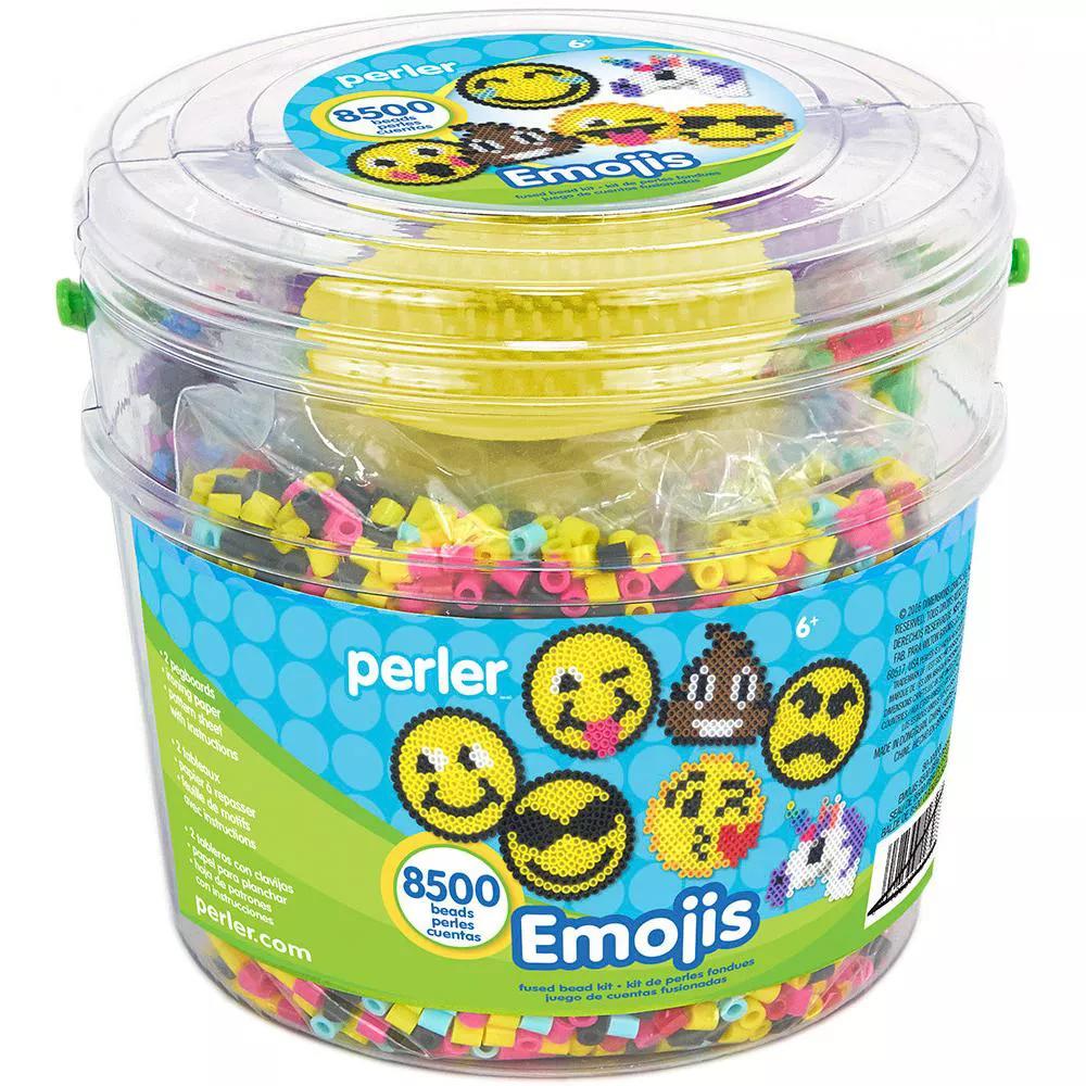 Perler Beads Emoji Bucket 8500pc, 6.5''L x 6.5''W x 6''H, Small