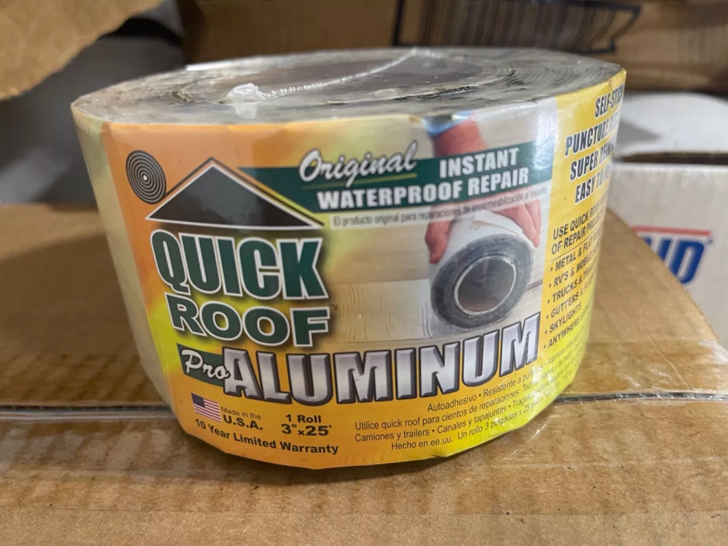 Quick Roof 3” W X 25’ Long Pro Aluminum Self Stick Instant Waterproof Repair