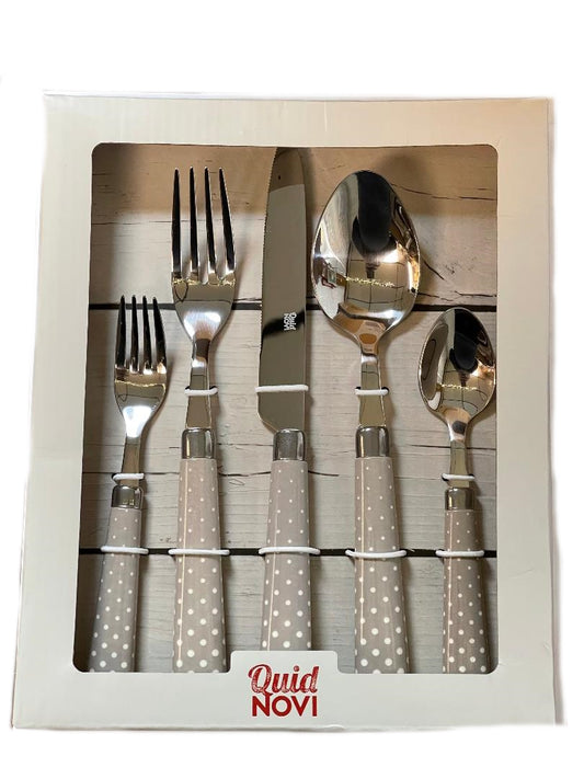 Quid Novi Flatware 5-Piece Set Snow Dream Grey Dots 5-Piece Cutlery Set Case of 6 Sets!