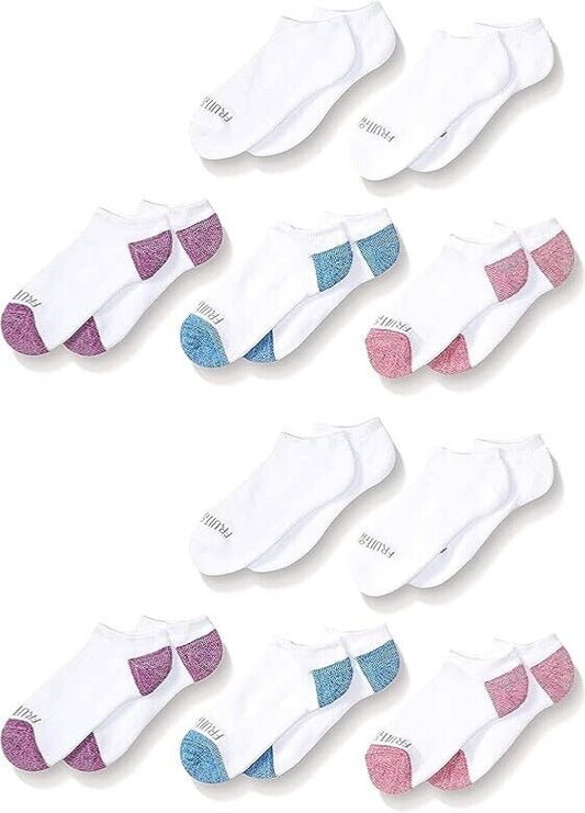 Fruit of the Loom Girls' 10 Pair Everyday Soft No Show Socks MEDIUM 10-4