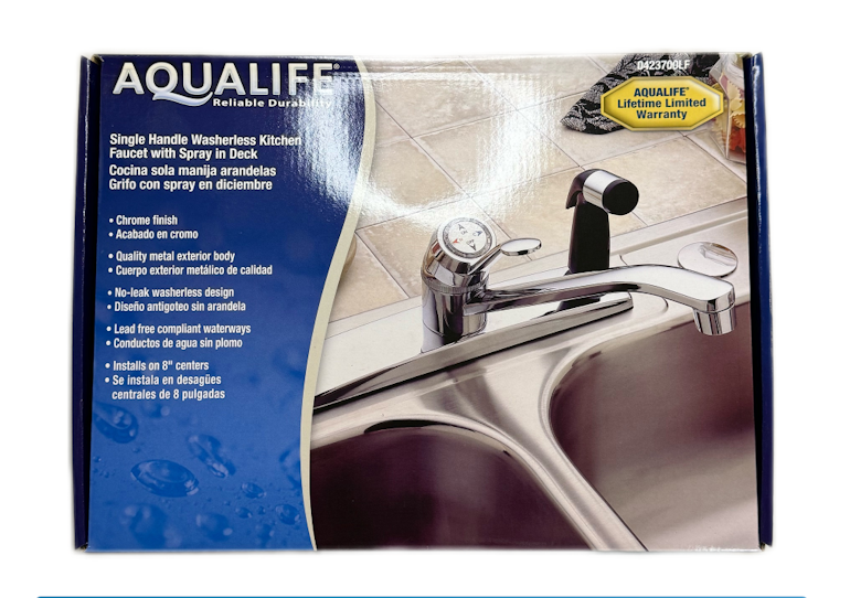 Aqualife Classic Metal Single Control Lever Kitchen Faucet w/ Spray in Deck Chrome