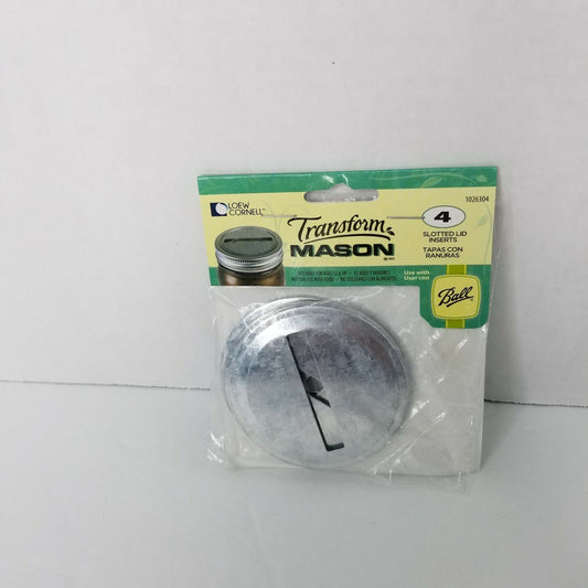 Transform mason slotted lid inserts jar lids 4 pack Make a Bank! Regular Mouth Size