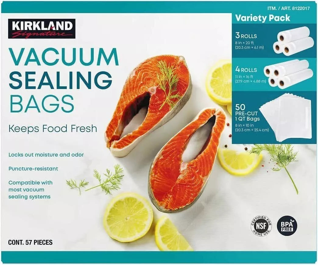 Kirkland Signature Vacuum Sealing Bags Assortment Pack Keeps Food Fresh BPA