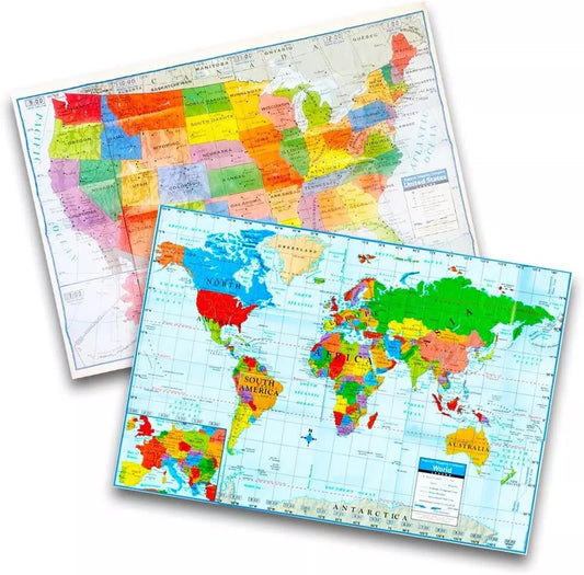 USA MAP AND WORLD Wall Posters Large MAP Both Factory Sealed 40"x28"