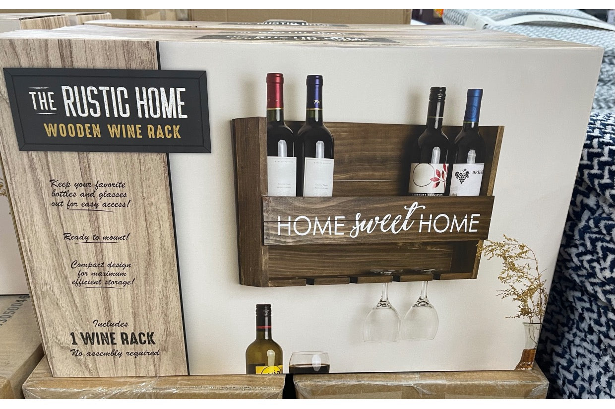 The Rustic Home, Distressed Wooden Wall Wine Rack | Stemware Glass Holder