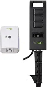 Woods WiOn 50063 Smart Plug-In Indoor and Outdoor Wi-Fi Switch and Yard Stake Bundle, 1 Grounded Outlet and 3 Grounded Outlets