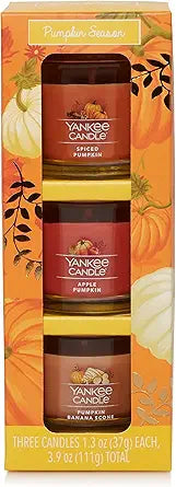 Yankee Candle Pumpkin Season Gift Set 3 Mini Candles - Spiced Pumpkin, Apple Pumpkin, and Pumpkin Banana Scone